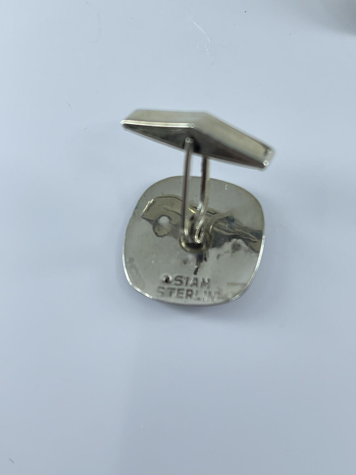 Siam Sterling Dancer cufflinks round swivel posts whale back 7/8″
