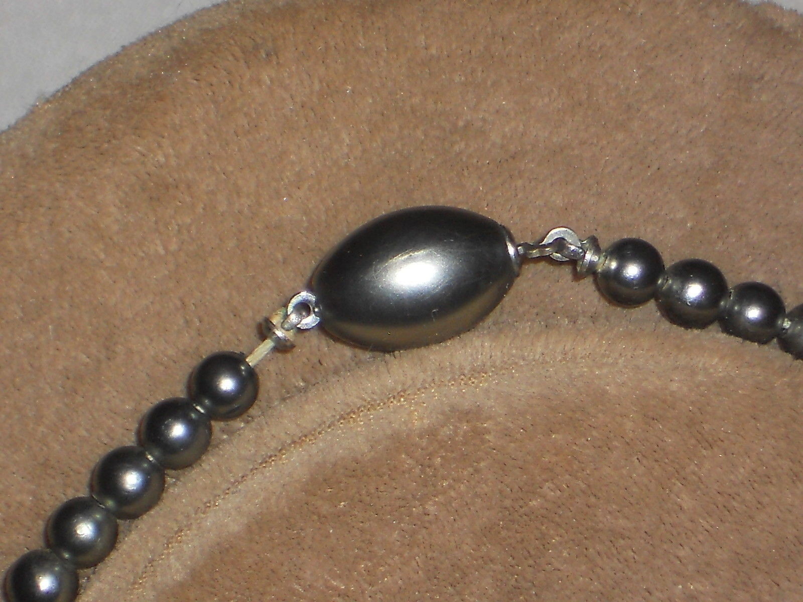 Faux Gray Pearl 16 “necklace-graduating pearls from 4-12 cm size-antique clasp