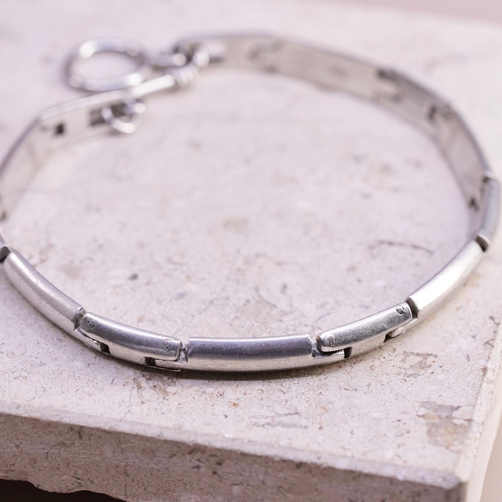 8″ 5mm, vintage Sterling silver handmade tennis bracelet, 925 silver long links