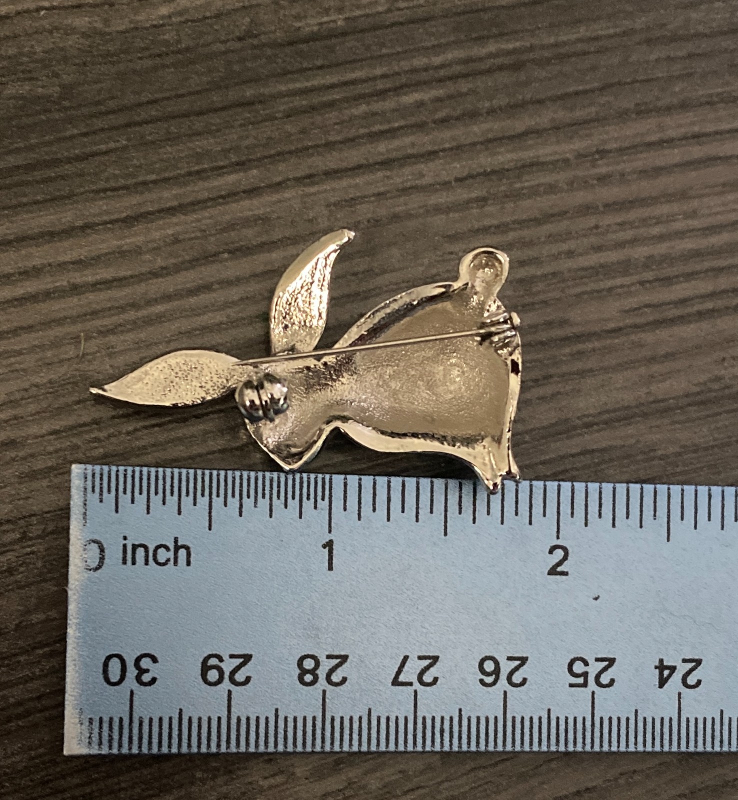 Vintage Silver Tone Bunny Rabbit Clear Rhinestone 1.75” Brooch Pin