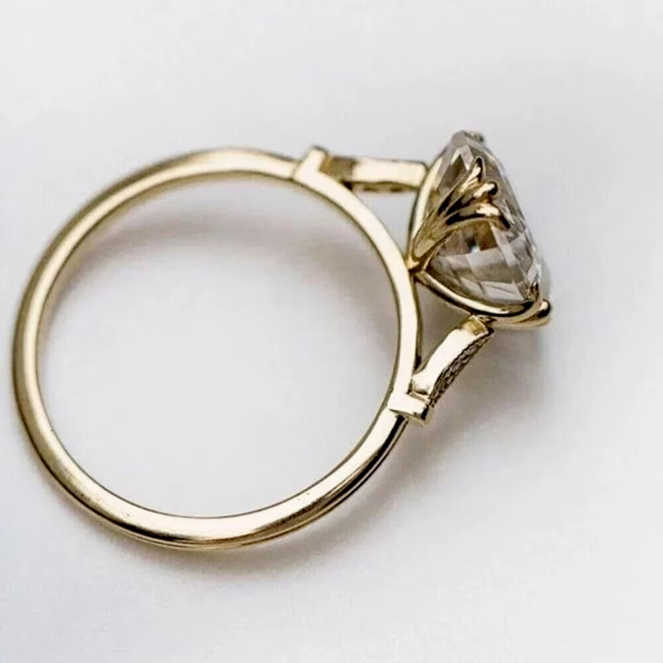 3.5Ct Art Deco Style Asscher Cut Lab Created Diamond Engagement 14K Gold FN Ring