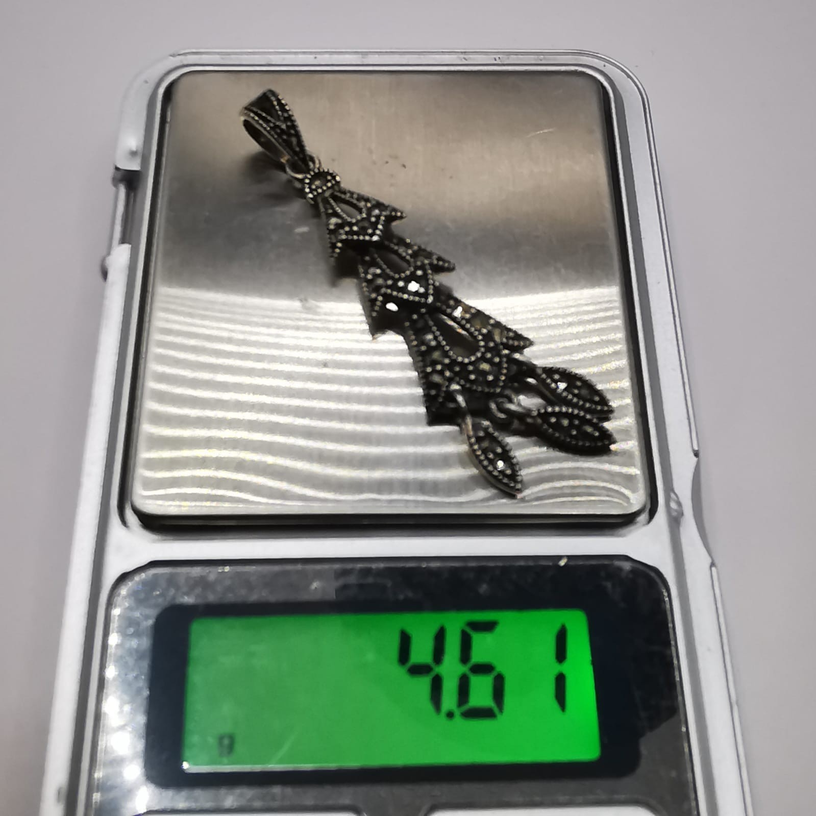 Vintage Elegant Pendant made of 925 Drop Silver,handmade Marcasite 4.61g