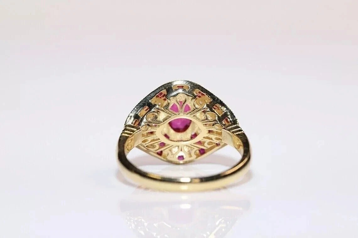 3.2Ct Art Deco Vintage Style Oval Lab Created Ruby Anniversary 14K Gold FN Ring