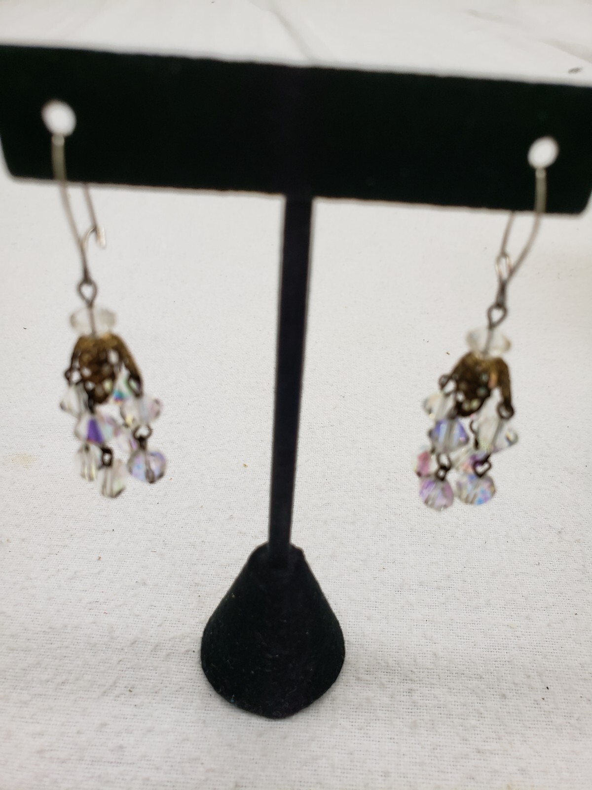 Vintage Elegant Detailed Iridescent Dangling Pieced Earrings