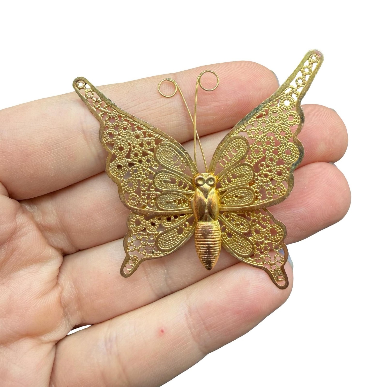 Vintage Jewelry Gold Tone Butterfly Brooch Pin
