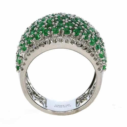 LARGE 2.56CT DIAMOND & AAA EMERALD 18KT WHITE GOLD 3D MULTI ROW ANNIVERSARY RING