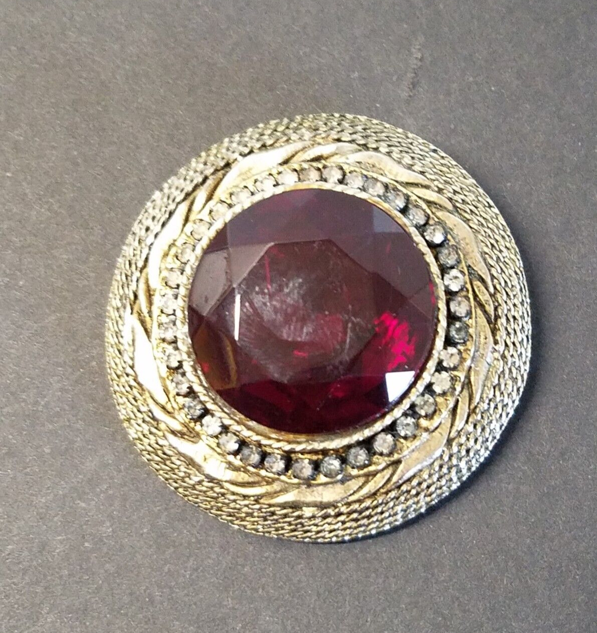 HAR Brooch Pin Red Stone Crystal Rhinestones 1950s MCM Costume Jewelry 1687JR
