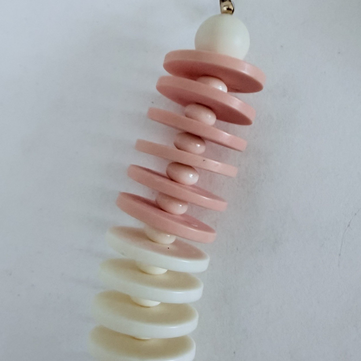 Vintage 80’s Pink Chunky Polymer Retro Boho Pastel Colors Necklace Gantos 19” US