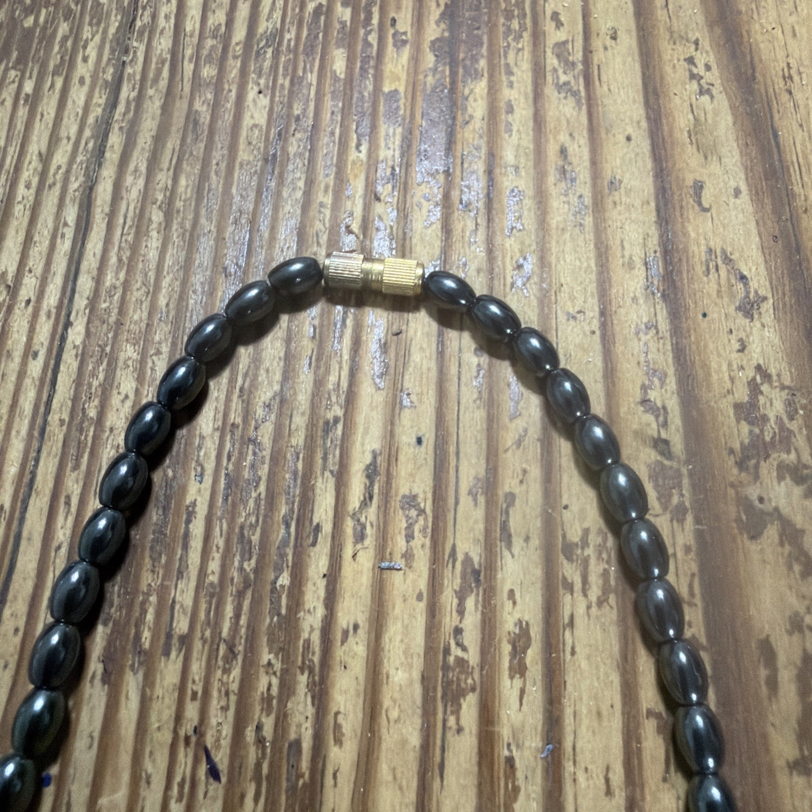 Vintage Natural Magnetic Hematite Beaded Necklace 18″
