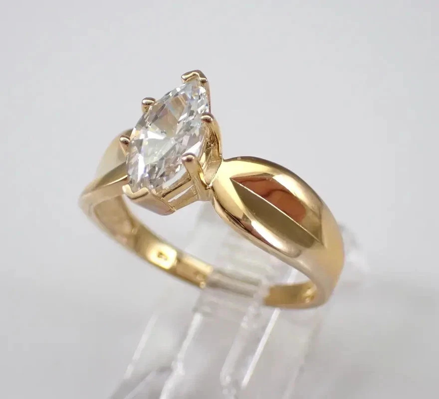 2.00Ct Marquise Cut Lab Created Diamond Engagement Ring 14K Yellow Gold Plated