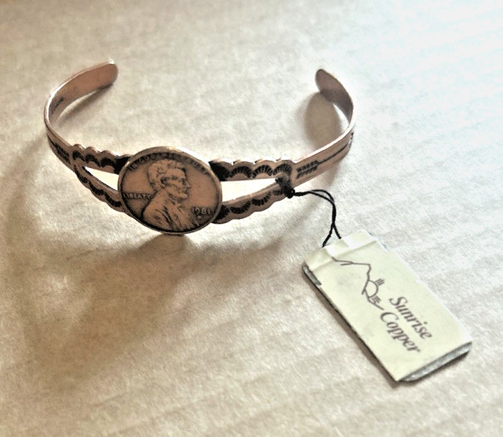 Vintage All Copper Bracelet – with a 1981 Penny Bracelet