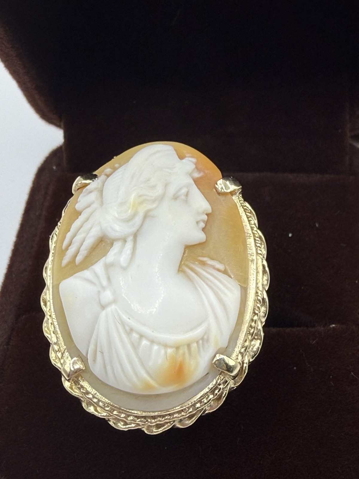 14K Gold Large Cameo Ring Classical Profile Antique c. Late 19th Century ~ 12.3g