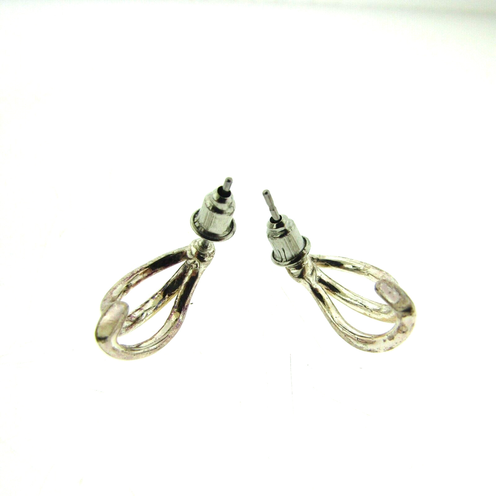 Dainty Two Tone Leaf Pattern Stud Earrings 15 mm