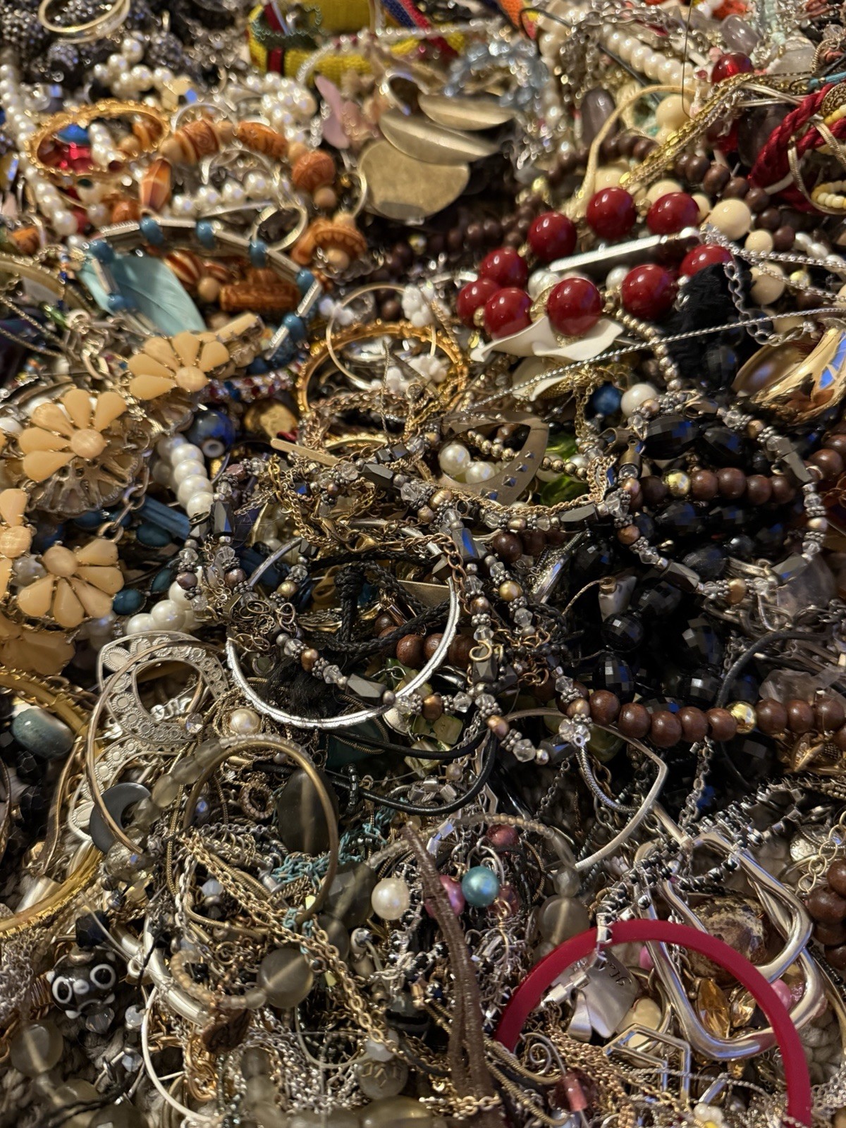 Estate Wholesale Junk Drawer Jewelry Lot 8 Plus Lbs Wearable Or Craft Untested