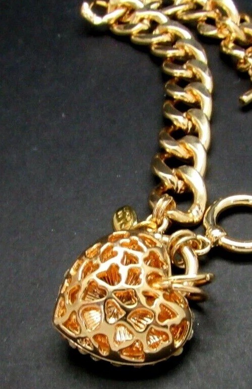 JOAN RIVERS SWARVOSKI CRYSTAL PATRIOTIC HEART GOLD TONE TOGGLE BRACELET NIB