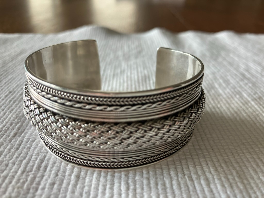 Vintage Sterling Silver Braided Cuff Bracelet ITALIAN