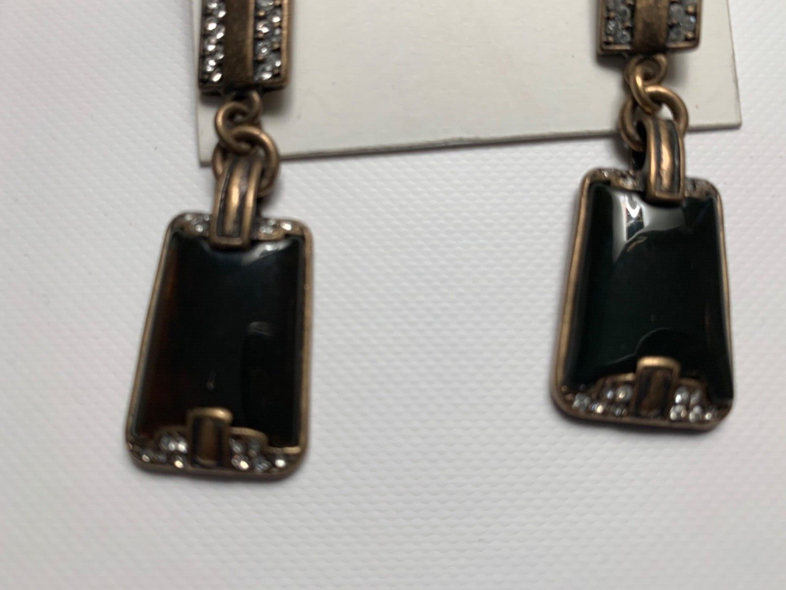 Ann Taylor Vintage Bronze, Crystal, Brown Acetate Earrings