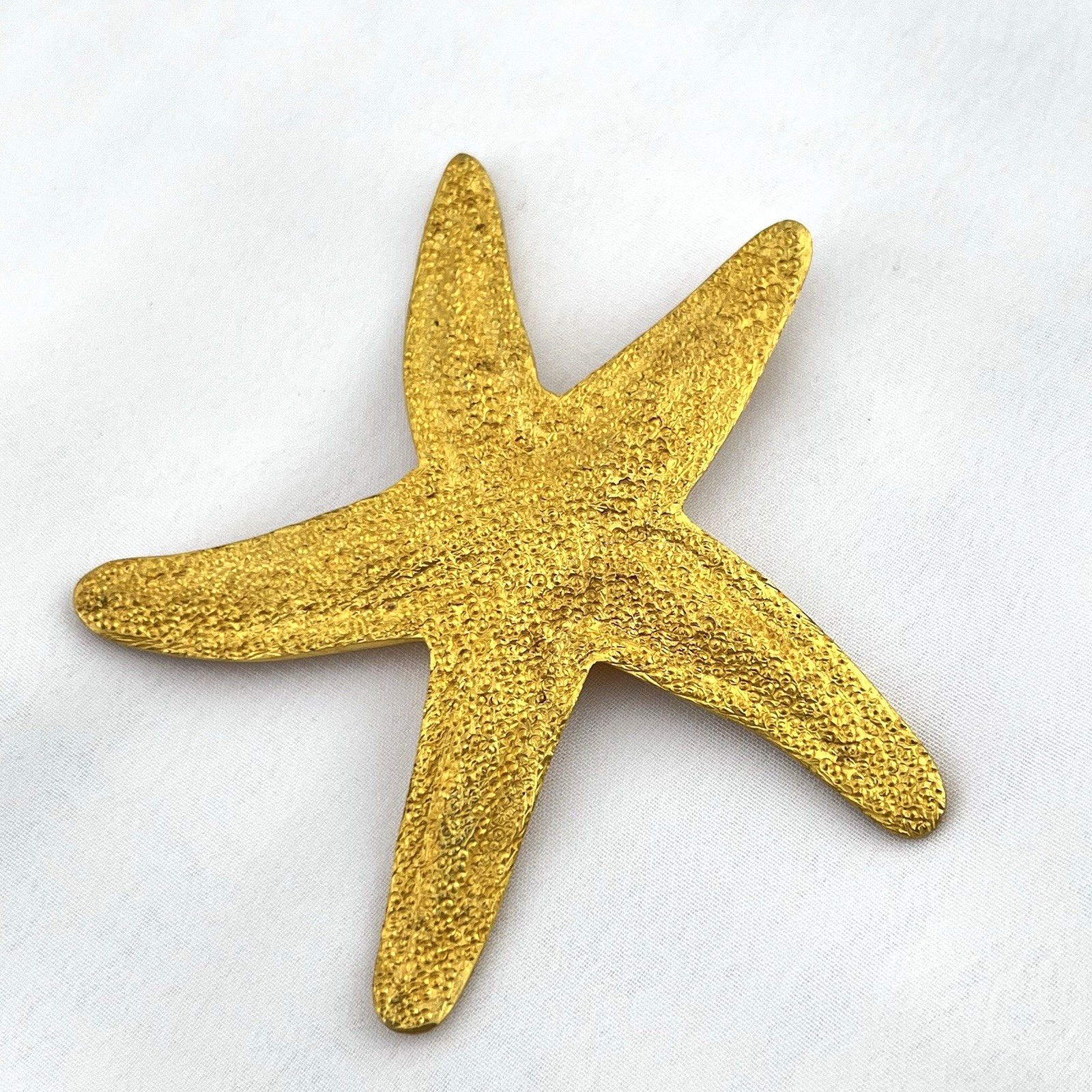 Vintage Starfish Brooch Pin Large Nautical Ocean Sea Textured Gold Tone Estate