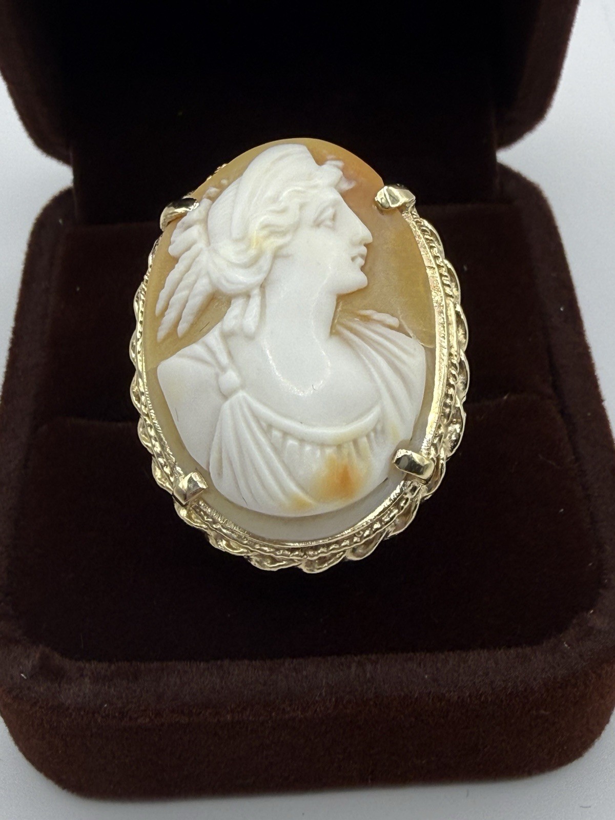 14K Gold Large Cameo Ring Classical Profile Antique c. Late 19th Century ~ 12.3g