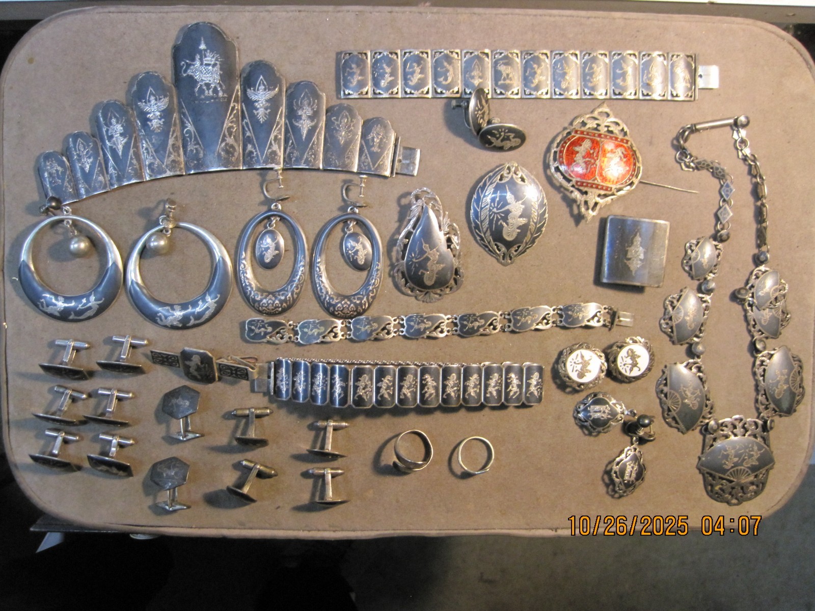 MONSTER LOT Vintage Siam Niello Sterling Necklace PinS BraceletS EARRING LQQK
