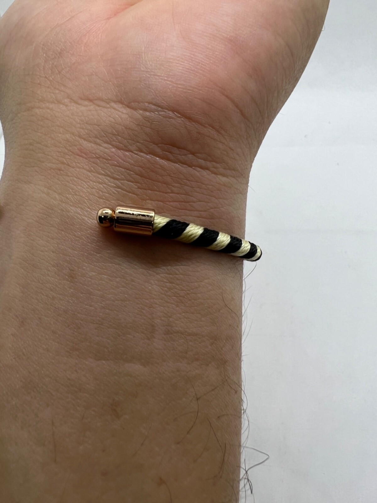 Vintage RM Costume Women Cuff Bracelet Rose Gold Tone Black and Ivory Color