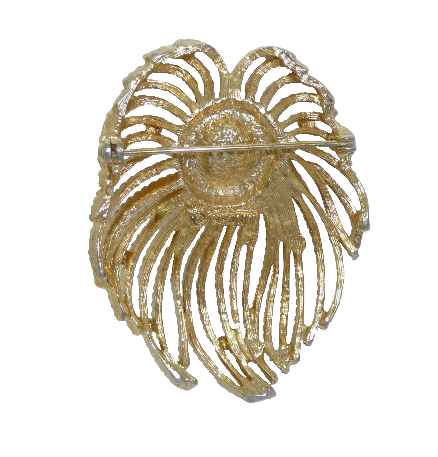 CAROLINE Emmons Waterfall Floral Brooch Pin Gold Tone Faux Pearl USA Seller
