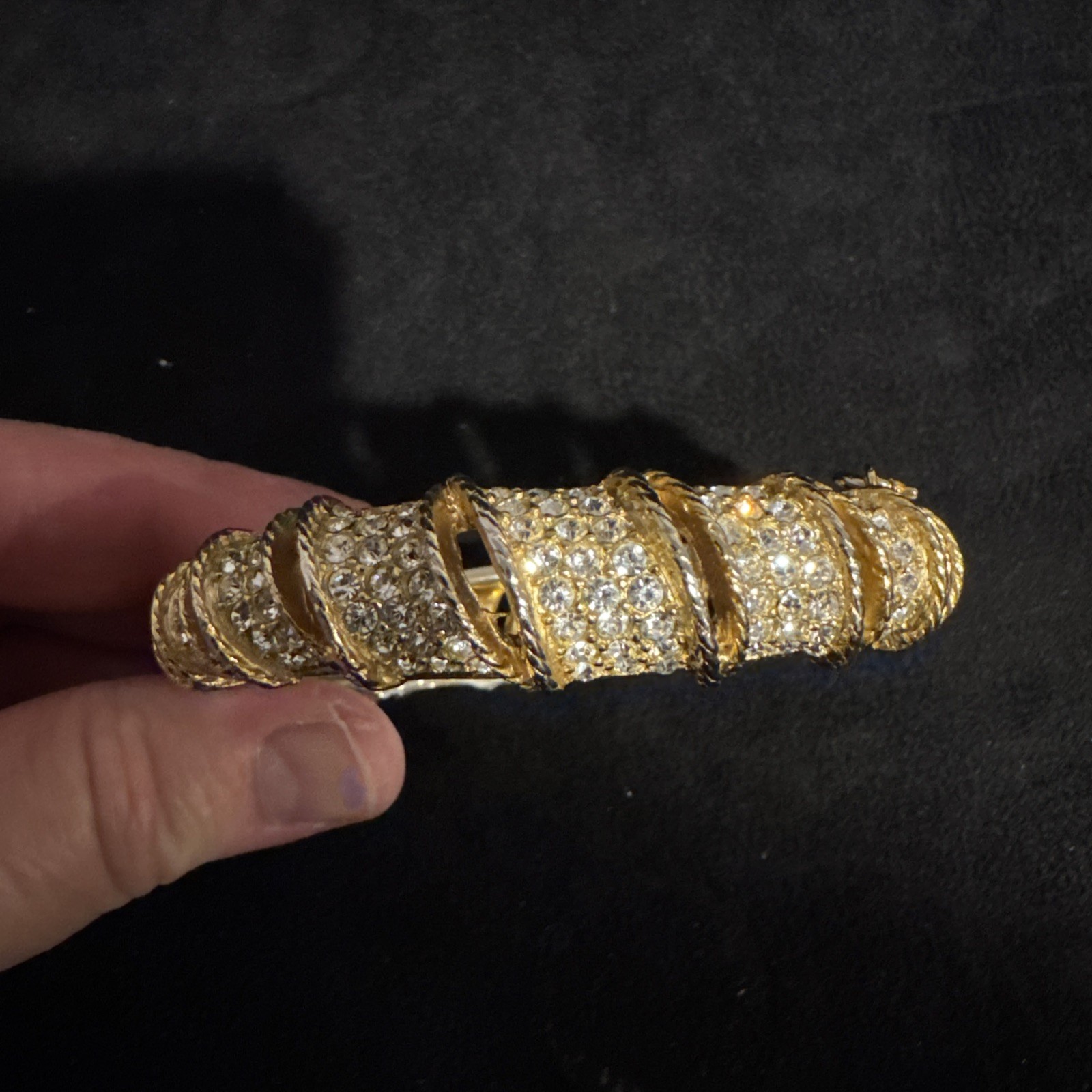 Kramer of New York Vintage Gold Tone Pave Set Rhinestone Bracelet Earring Set
