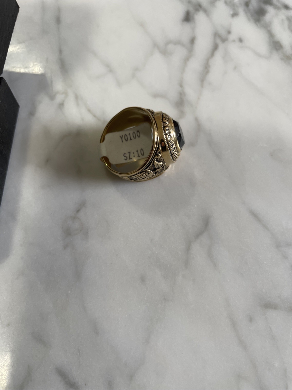 VTG Gold Plated United States Marines Ring Austrian Crystal SZ 10