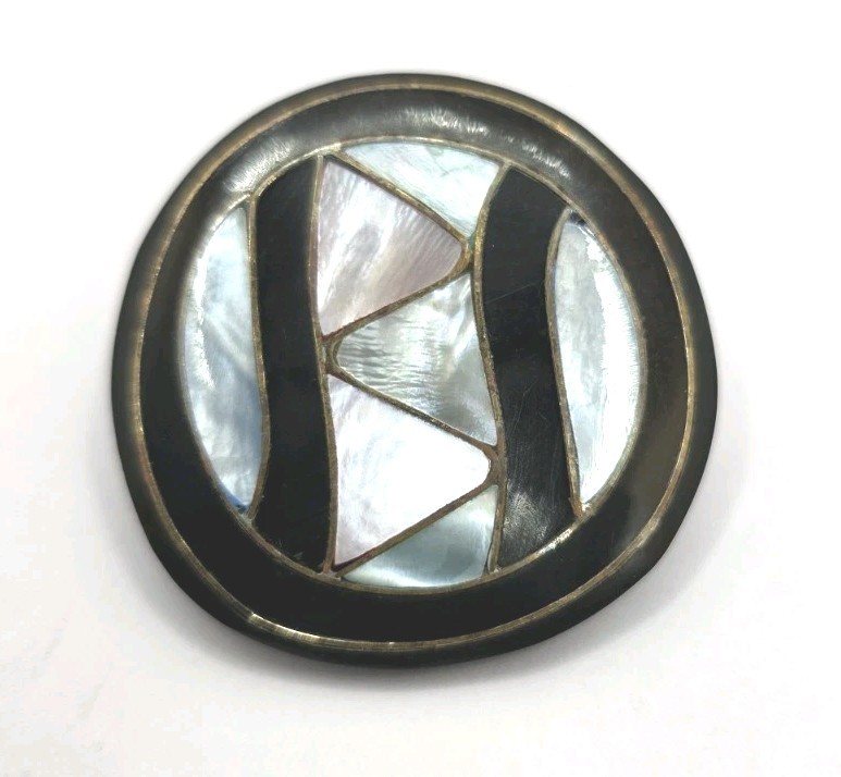 Vintage Round Acrylic Inlay Statement Earrings Black Blue Pink Silver