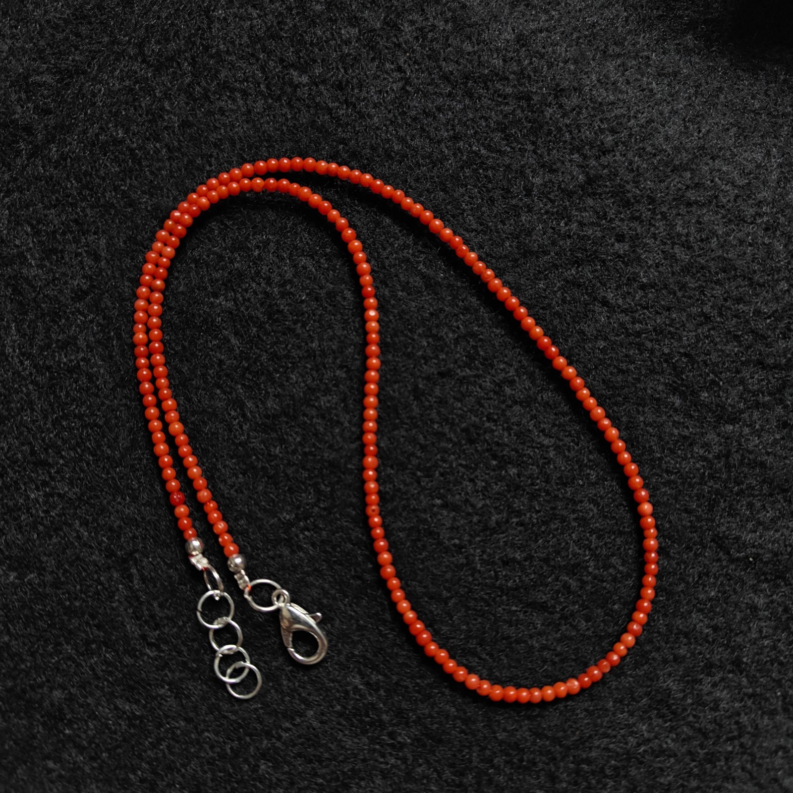 Natural Italian Sea Red Coral 2’mm Smooth Round Beads Necklace Natural Red Color