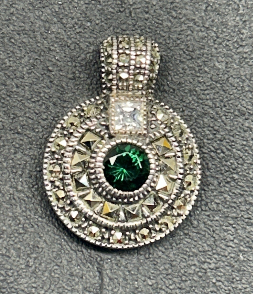 Vtg Judith Jack Sterling 925 Marcasite Pendant Necklace Victorian Gothic 4.99g