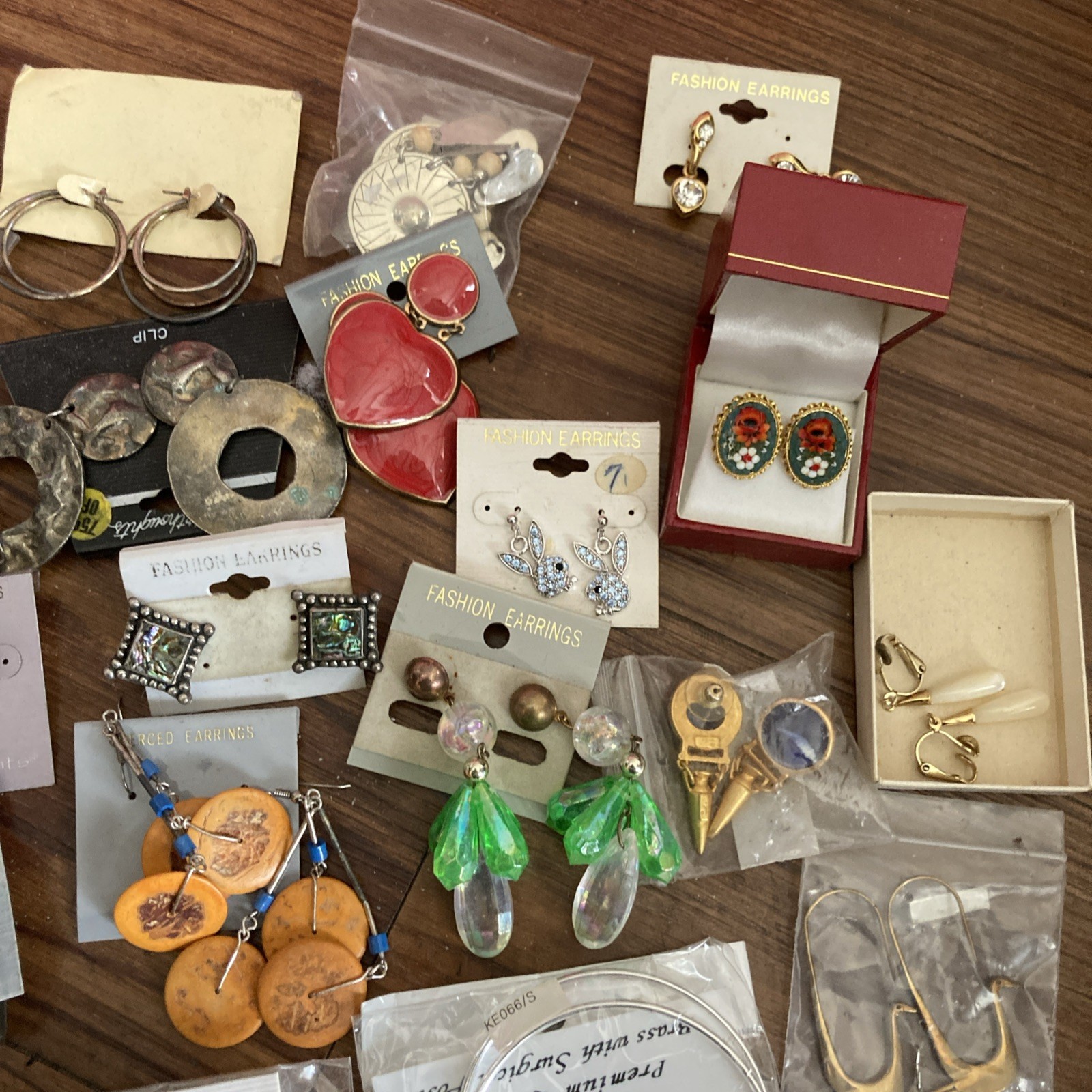 Vintage Jewelry Lot Box Full Of Costume Earings- 30-40 pairs . As is