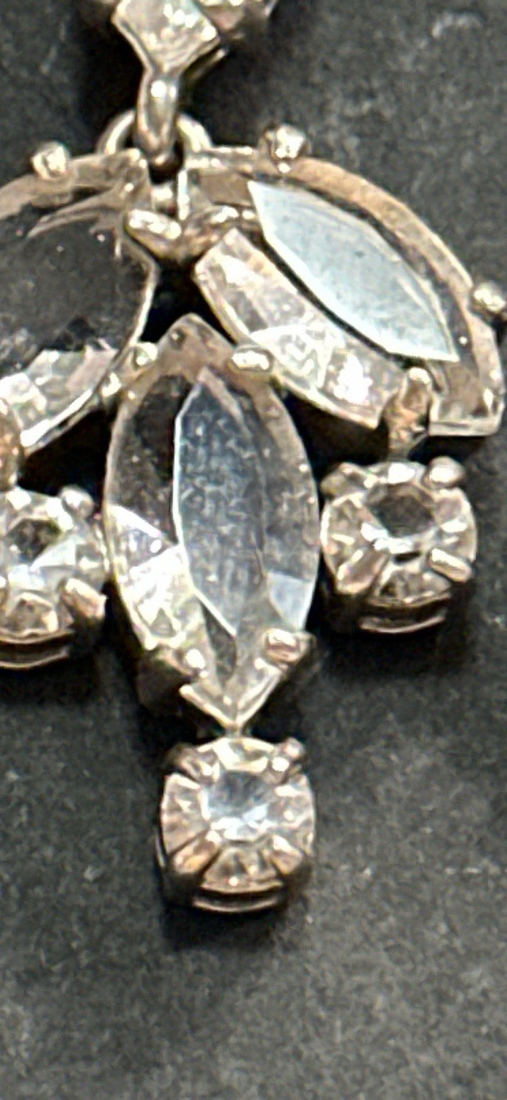 Vintage Clear Rhinestone Chandelier Drop Earrings Silver Tone Bridal Prom