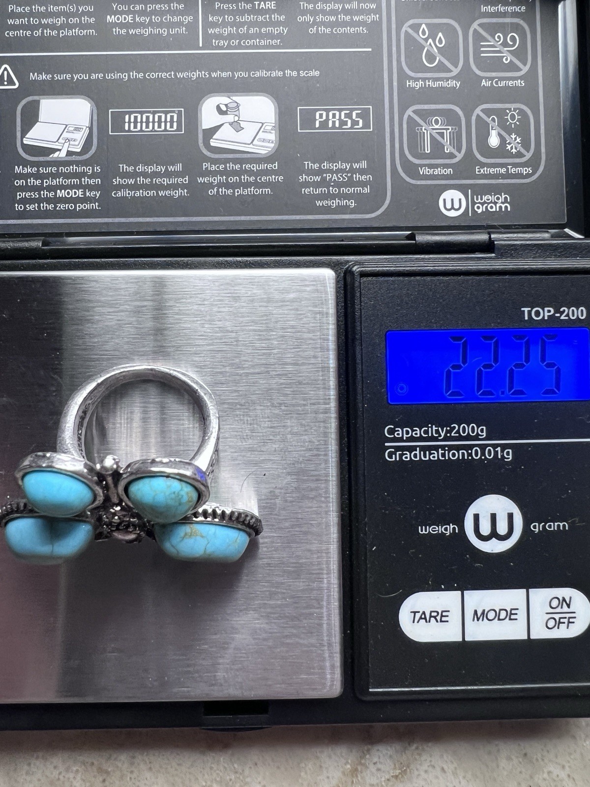 Vintage Butterfly Statement Ring Blue Cabochons Silver Tone Size 6.5
