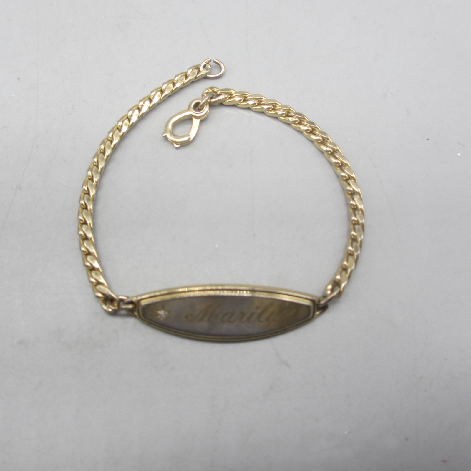 Vintage ID Bracelet Spiedel Marilyn Gold Tone Rhinestone Accent