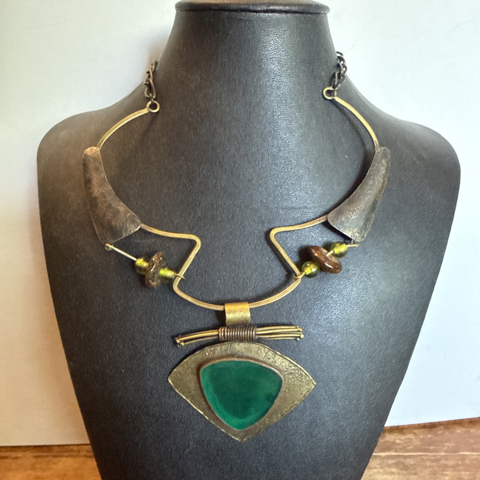 Vintage Modernist Brutalist Brass Necklace