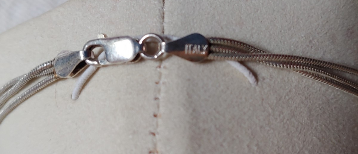Vintage Triple Strand Sterling Silver Necklace Single Bead 16″ ITALY 925 Cl