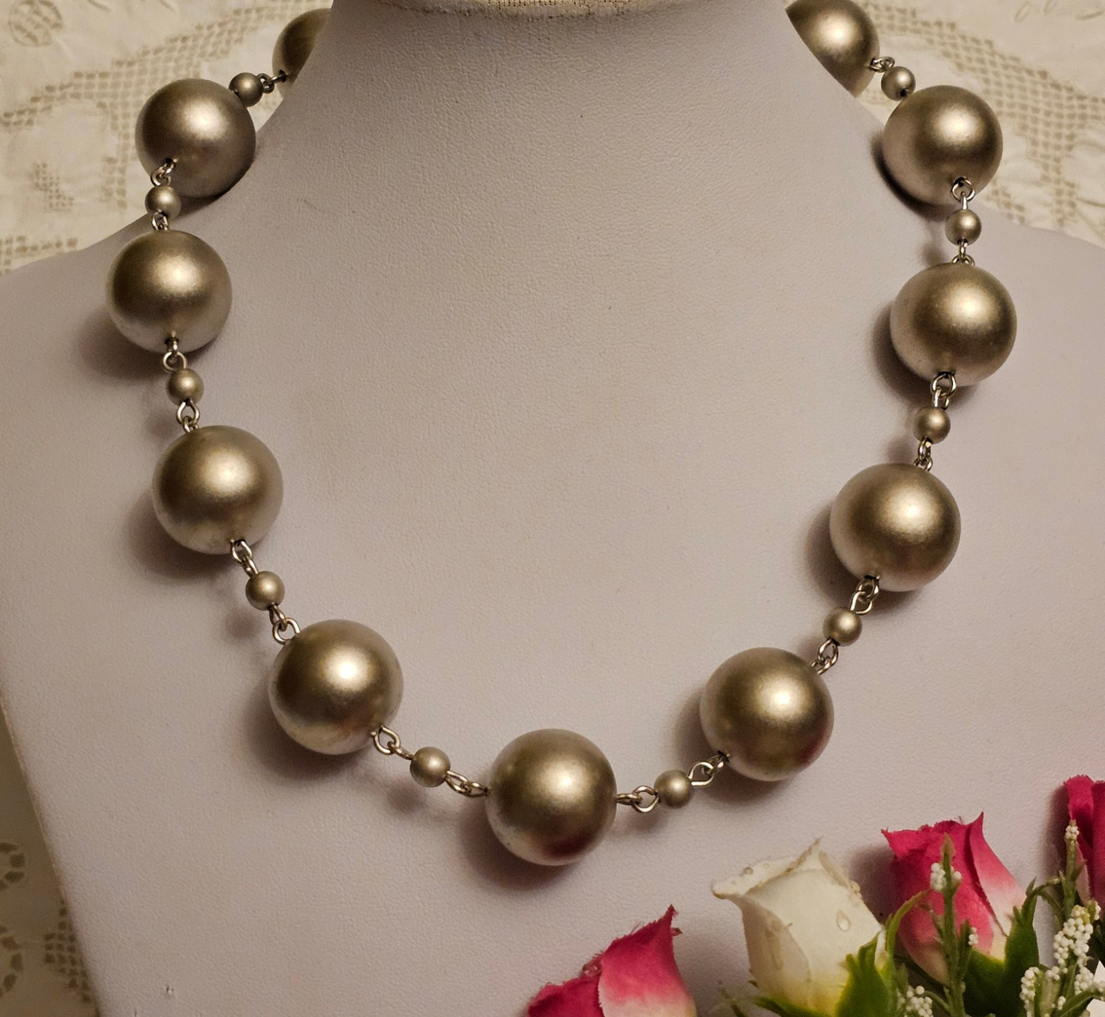Vintage MARGHERITA BUONANNO Italy Silver Tone Beads Choker Necklace RARE