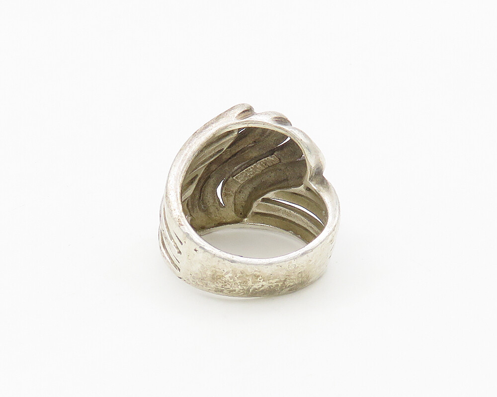 925 Sterling Silver Vintage Split Shank Swirled Band Ring Sz 5 RG18096