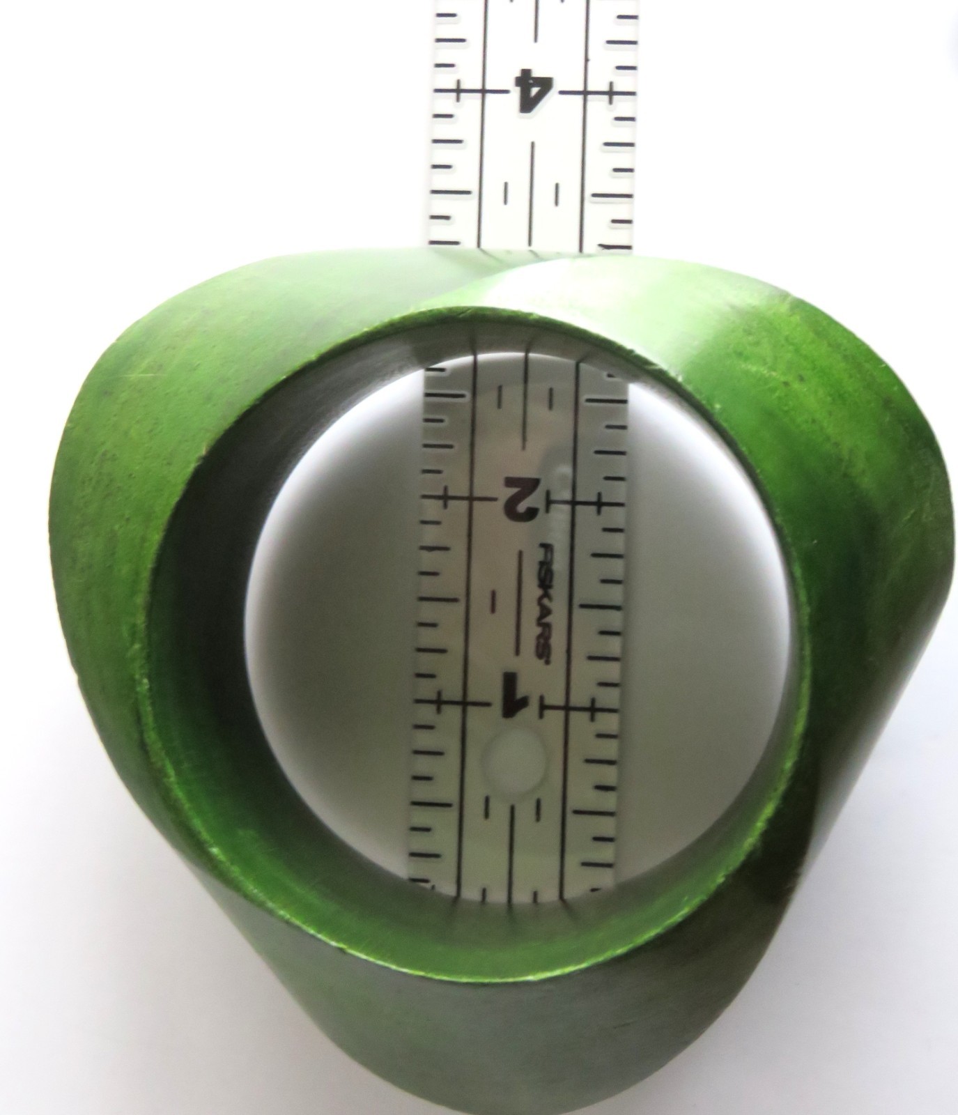 Vintage Green Bangle Wood Chunky Sculptural Asymmetrical Designer Bracelet