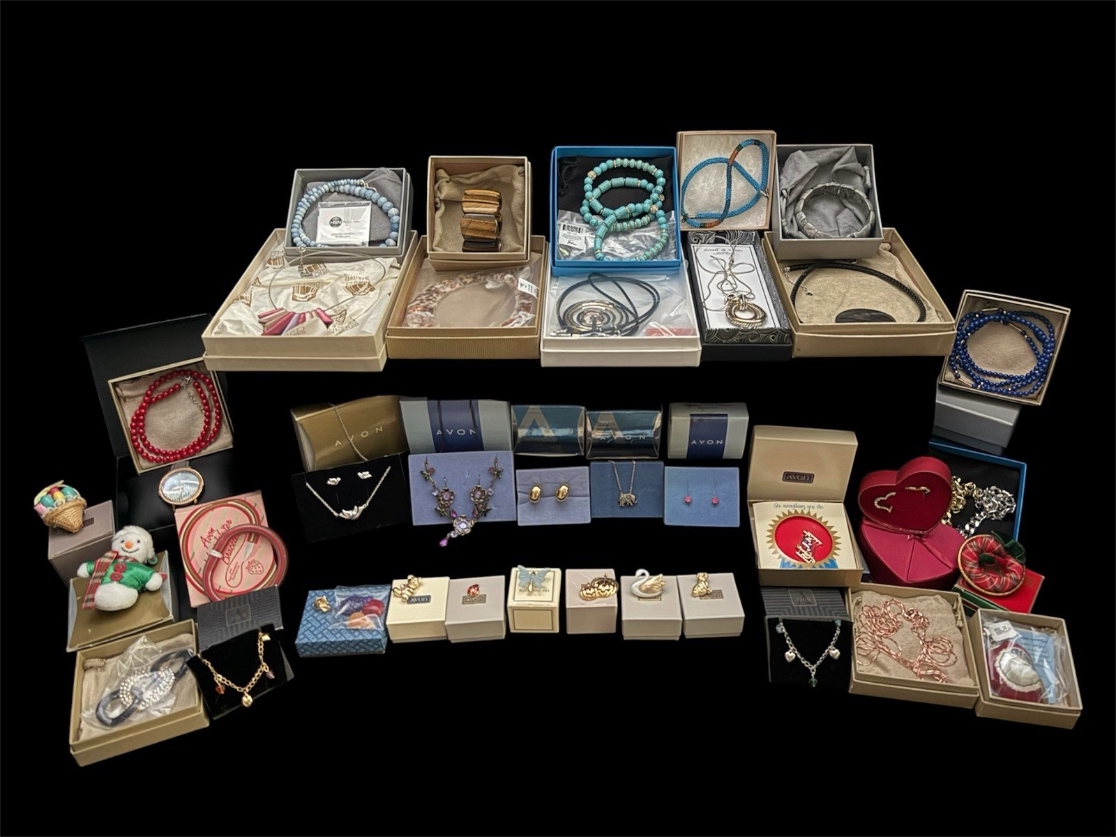 NOS Jewelry Lot 37pc Avon JTV HSN Necklaces Earrings Bracelets Pins, etc VTG/MOD