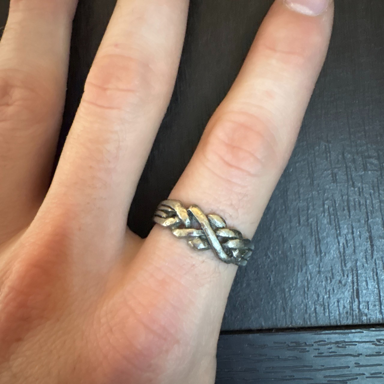 Vintage Silver Ring with Braided Design for Unisex Size 7 Same Day Shipping
