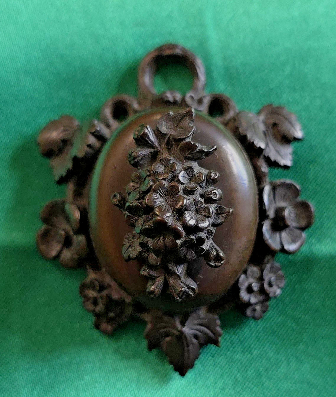 SUPERB Antique Victorian Gutta Percha Mourning Locket Pendant w/ Photo & Hair