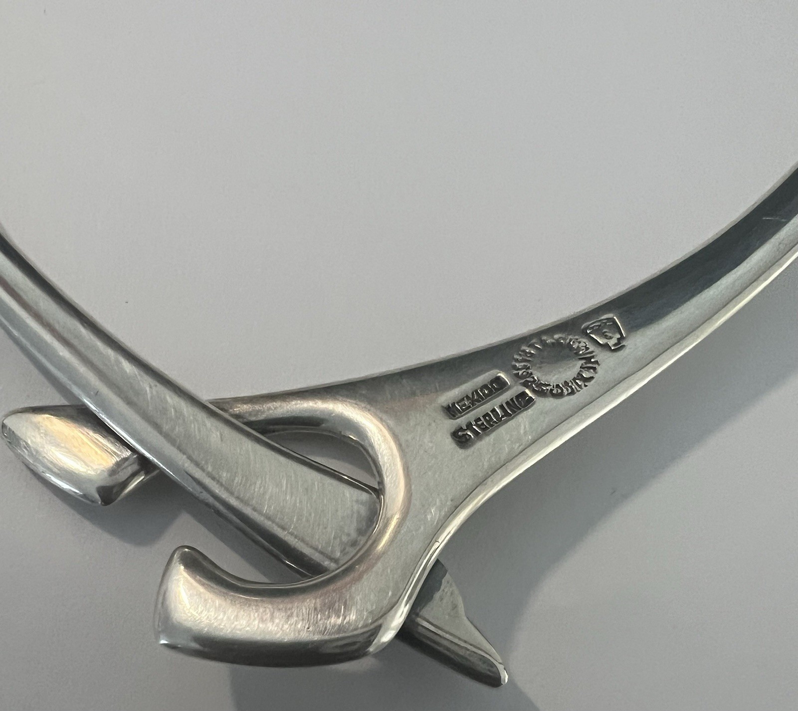 TAXCO STERLING SILVER ASYMMETRICAL NECK COLLAR NECKLACE 16”.