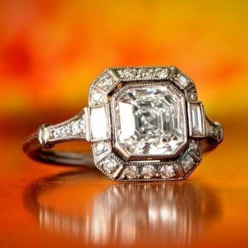 Art Deco Antique 2.80 Ct White Diamond Vintage Wedding Ring 925 Sterling Silver