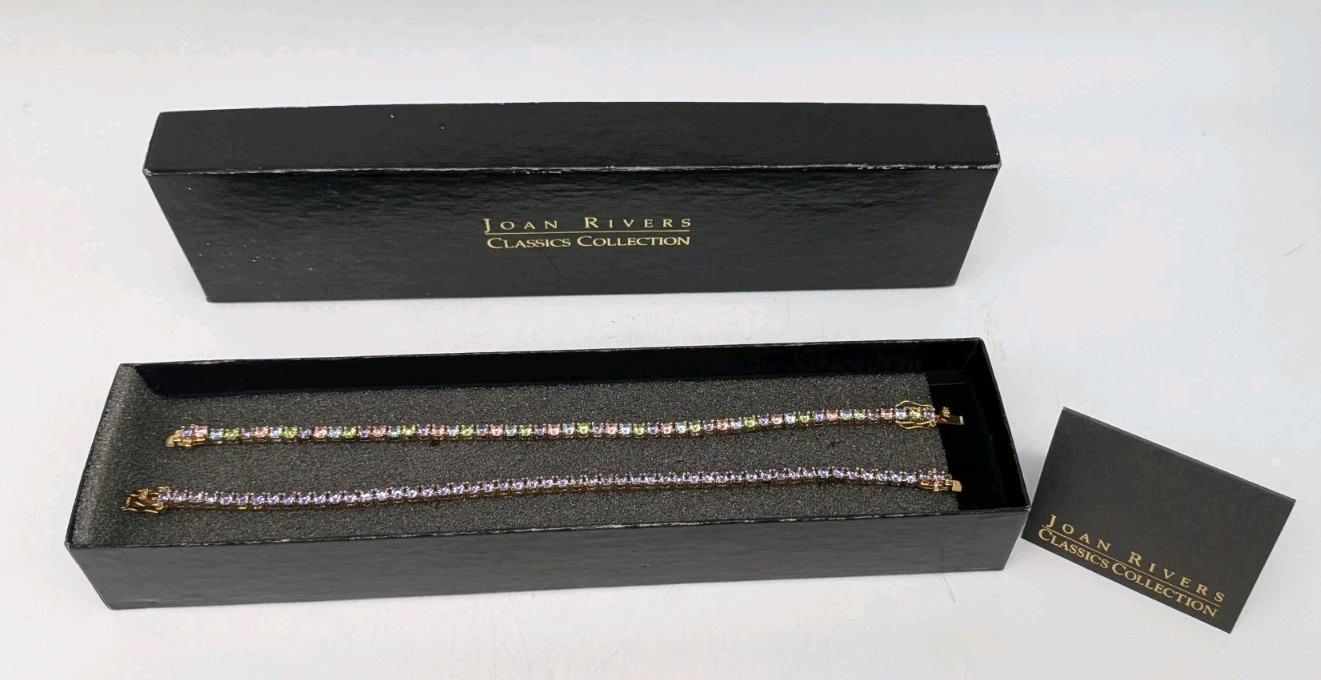 Joan Rivers Tennis Bracelet Classics Collection Crystal Gold Tone Lot Of 2