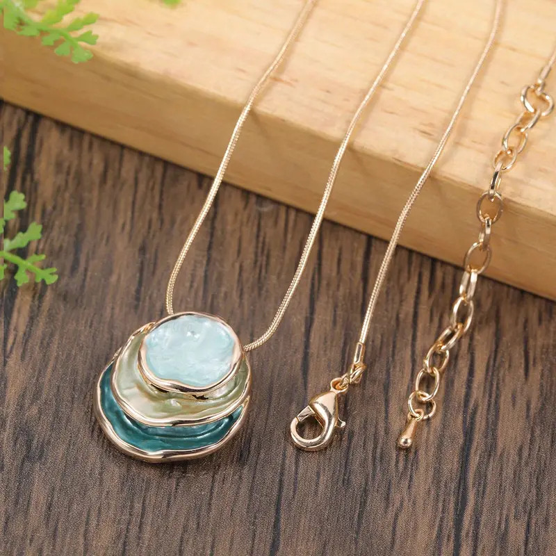 Fashion Enamel Zinc Alloy Necklace Golden Chain Jewelry Women Men Gift New