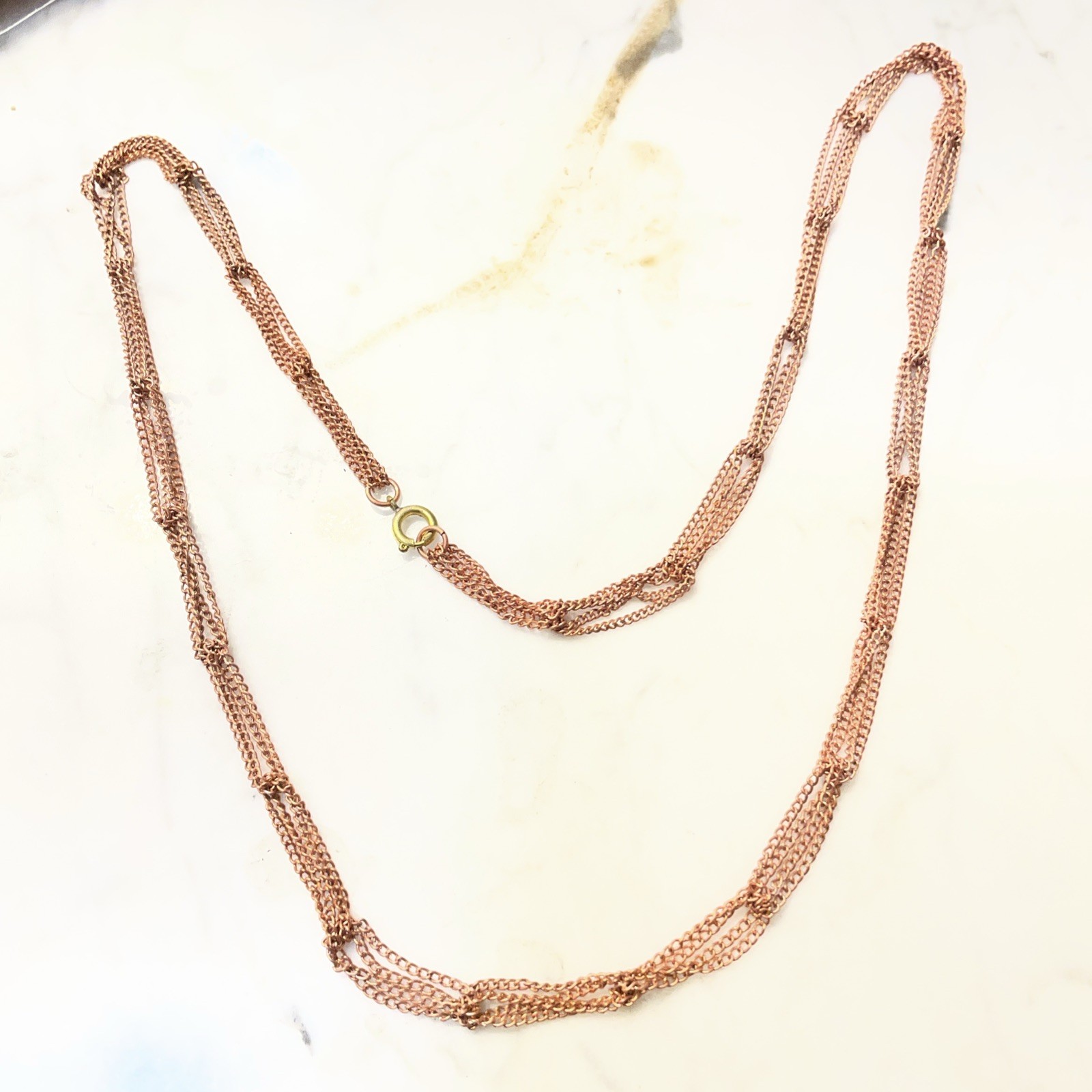 6 Vintage 24” Copper Fancy 3 Strand Chains