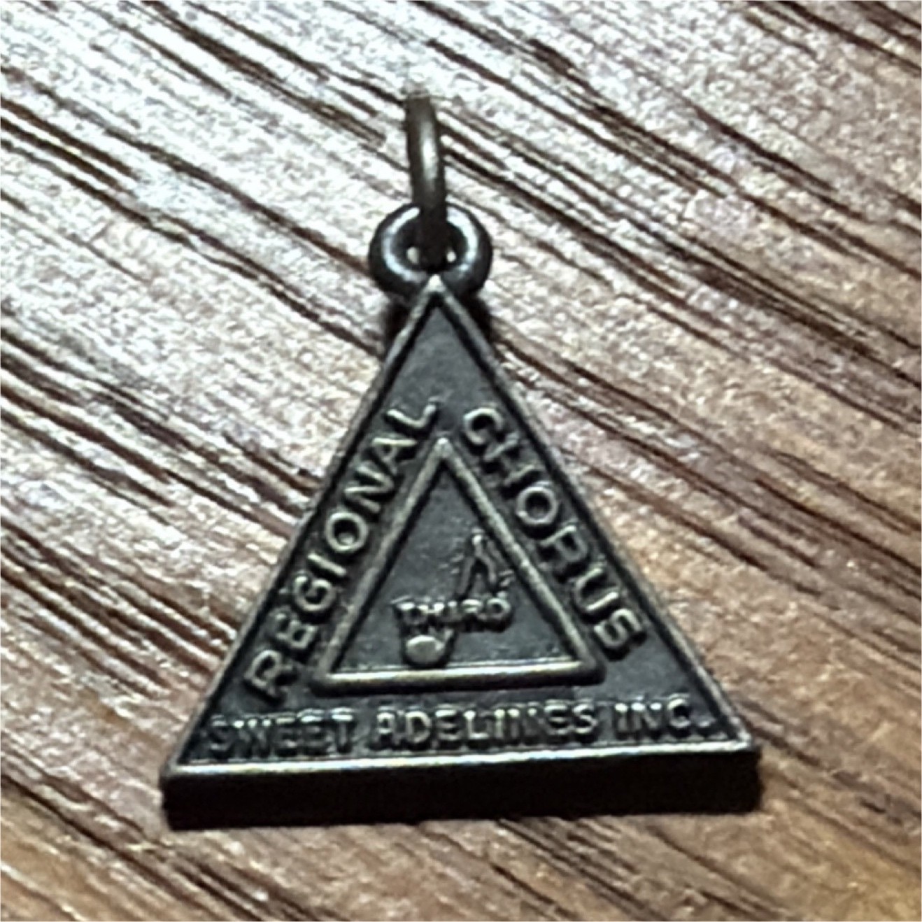 Sweet Adelines Inc Regional Chorus Signed Silver Metal Triangle Charm Pendant