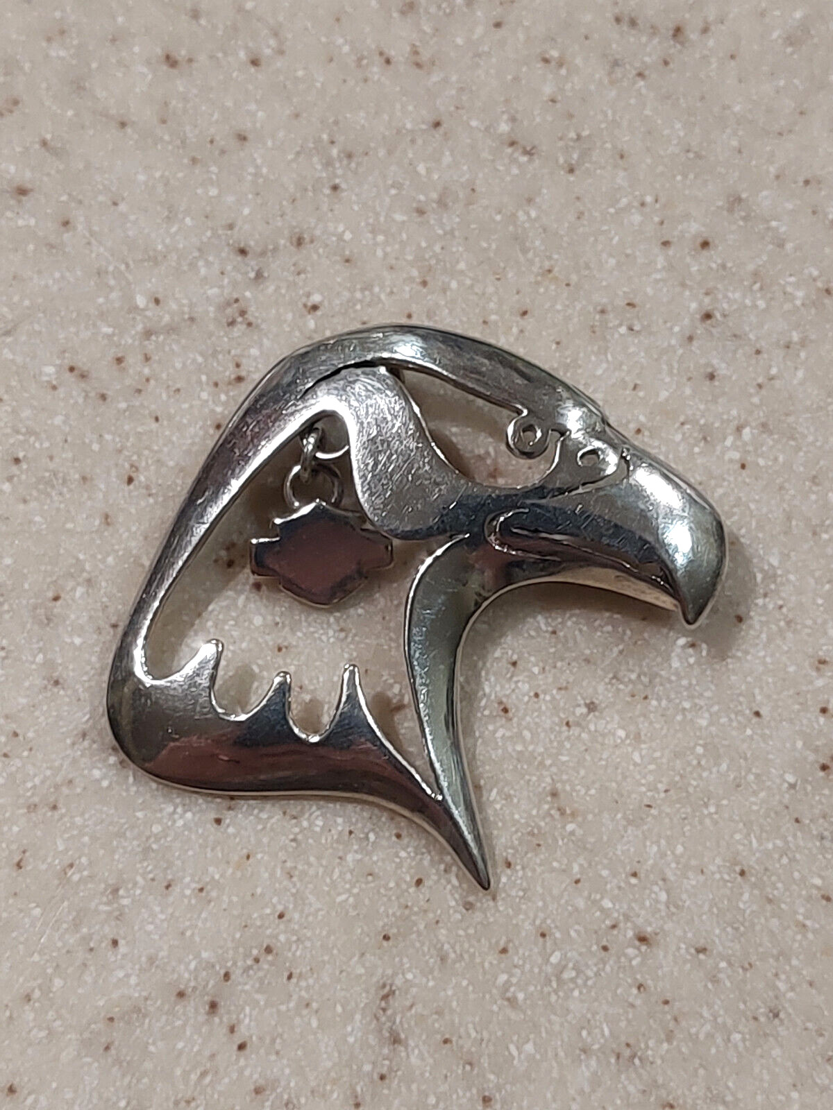 VINTAGE SUN WEST 925 STERLING SILVER EAGLE HEAD HARLEY DAVIDSON DANGLE PENDANT